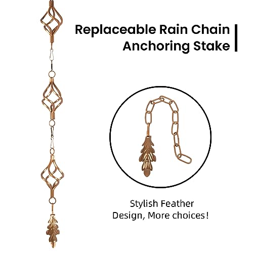 Aseneat Rain Chain Bird Cage Set 8.5Ft, Not Rust Wrought Iron Rain Chains for Gutters with Adapter Gotta Drain and Rain Sturdy Anchoring Stake,13 Birdcage, 1 Hook, Adjustable Length for Garden (Gold) by Aseneat - Used condition - Image 5