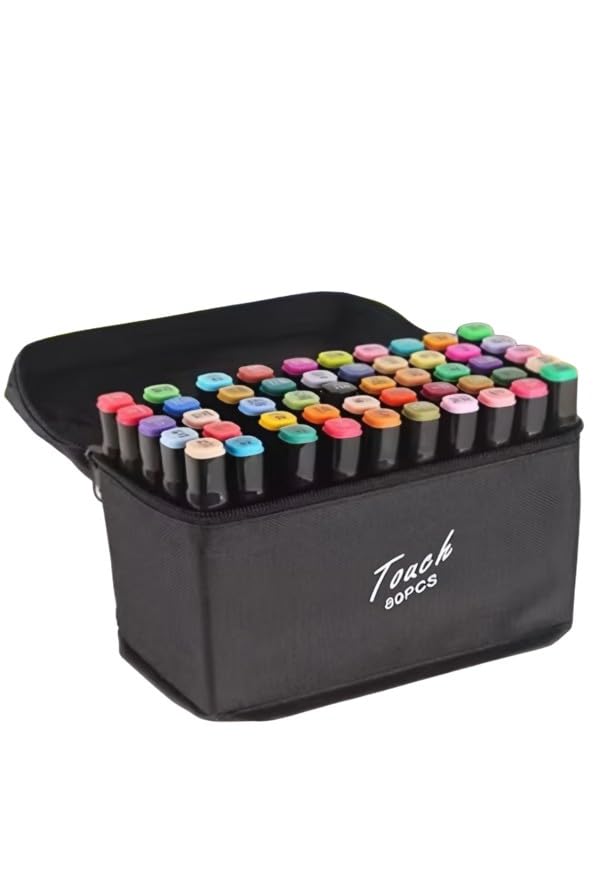 Estojo Canetinhas Coloridas Escolar Ponta Dupla 60 cores