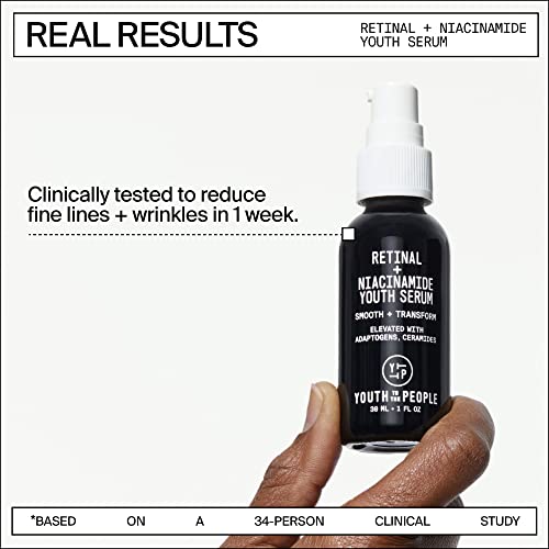 Youth To The People Retinal + Niacinamide Youth Serum - Adaptogen & Ceramide Serum - Pore Tightening, Anti Aging Retinol Alternative + Niacinamide Serum - Moisturizing Night Serum (1Oz) #TOP2