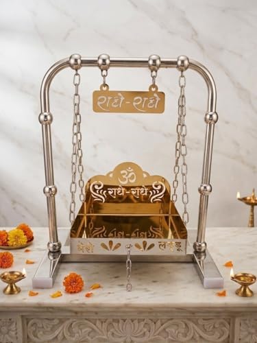 Best Janmashtami Decorations from Amazon India 28 Premium Stainless Steel Jhula for Laddu Gopal & Thakur Ji | Silve...