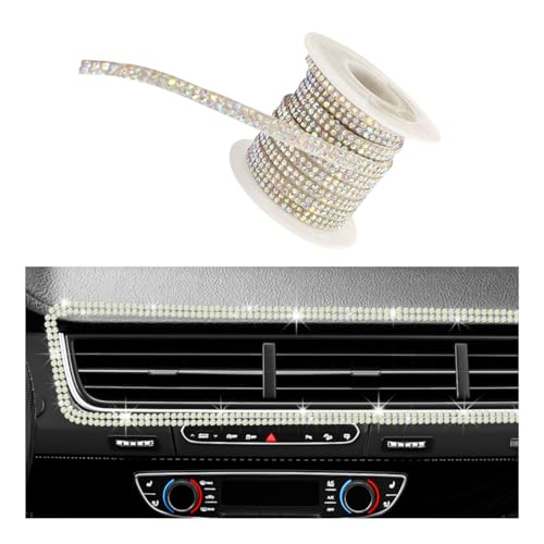 Image of povtii Bling Car Trim Self Adhesive, 16.4 Ft Glitter Crystal Rhinestone Decals Sticker Strips, Sparkly Auto Dashboard Decor Line Molding Sticker, Interior Exterior Car Accessories (Colorful, 5mm)
