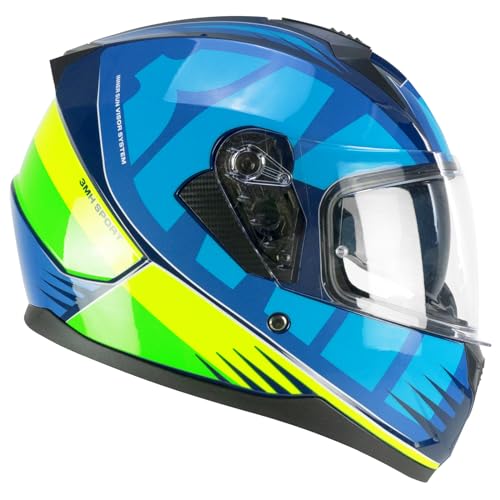 Casco full face SKA-P de moto integral deportivo azul amarillo L
