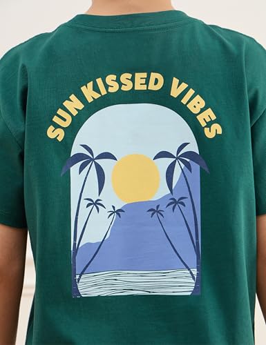 Image of Amazon Brand - Symbol Boys 100% Cotton Oversized Graphic Printed Half Sleeves T-Shirt | Age 6-14 Years