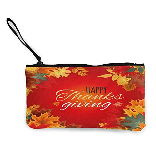 Preisvergleich Produktbild Happy Thanksgiving Day Canvas Münzgeldbörse Reißverschluss Reise Kosmetiktasche Multifunktions Make-up-Taschen Handy-Tasche Halter Taschen Bleistifttasche