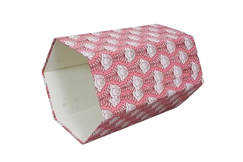 Image of Generic 3.3 Gallon Cotton Hand Block Printed Paper Waste Basket |Small Decorative Trash Can for Housewarming Gifts in Living Room, Bedroom, Bathroom | Eco-Friendly, Plastic-Free (1, PINK LOTS)