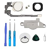 LTZGO Home Button/Hauptknopf für iPhone 5S iPhone SE und (Weiß) mit Flexkabel Taste inkl. Metal Bracket und die Schutz Armatur Gummidichtung &Reparatur-Tool-Kit/Werkzeugset für einfache Installation
