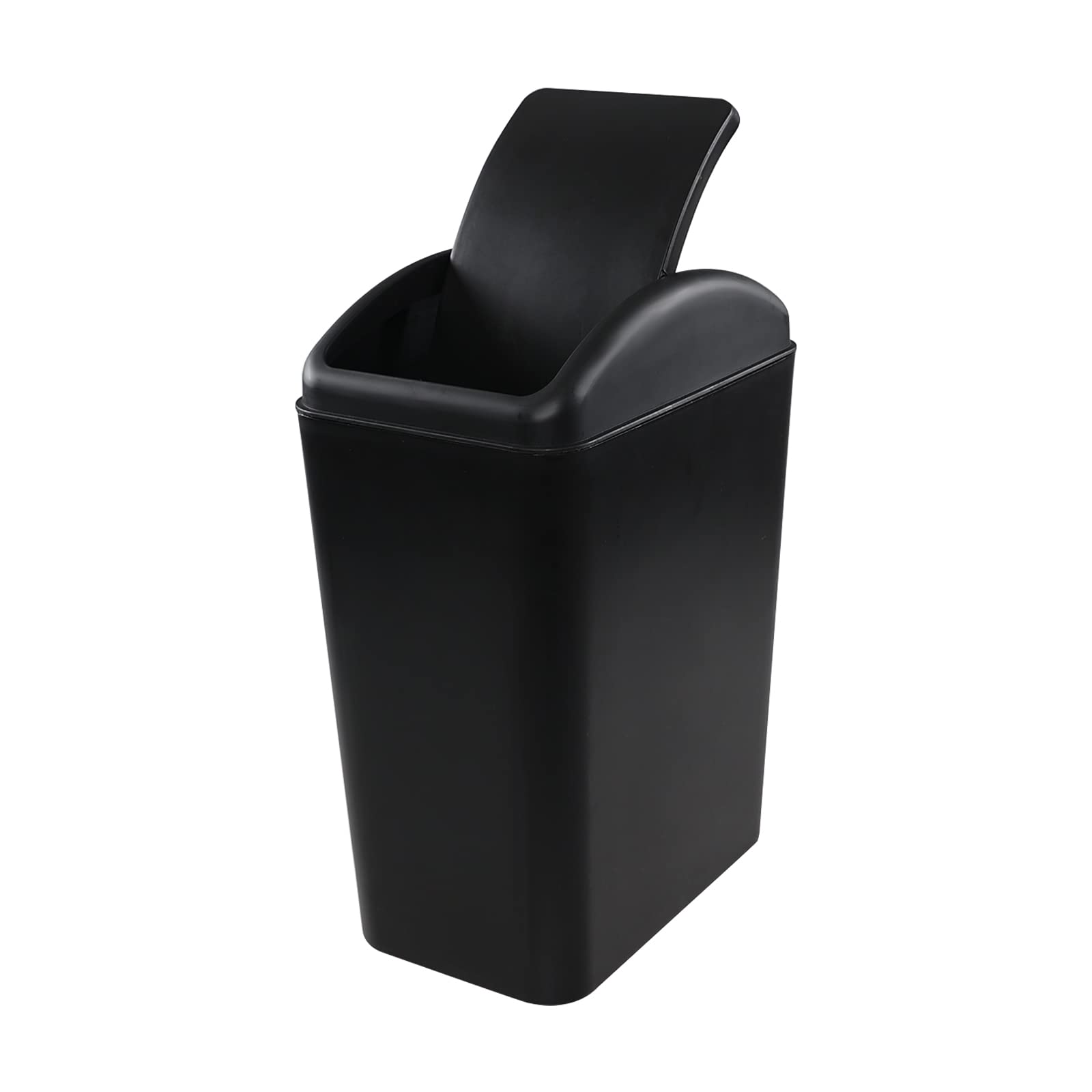 Tstorage 20 L Plastic Swing Top Trash Can, Trash Bin with Swing-Top Lid, Black