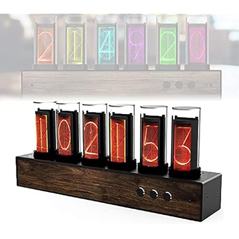 enweQVQ Nixie Tube Clock Kit, Glow Tube Clock, 5v Voltage 7 Modes Precise Timing, Led Light Clock for Living Room Restaurant Bedroom,Black Cover