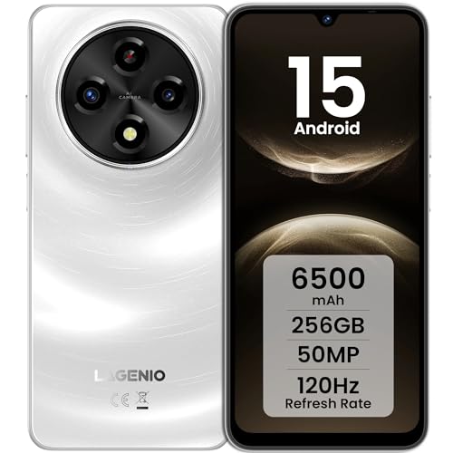LAGENIO A12 Pro Teléfono Inteligente - 6,9' Pantalla HD+ 120Hz Smartphone, 24GB+256GB/1TB Telefono Movil Android 15, Batería 6500mAh, Cámara 50MP+8MP Moviles, 4G Dual SIM, Face ID/Fingerprint