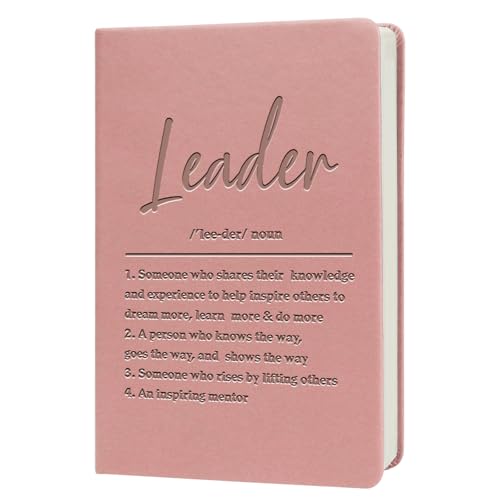 WHLBHG Leadership Gift Journal For Women Leader Definition Gifts PU Leather Journal Boss Appreciation Notebook Mentor Gift Boss Meeting Notebook for Work Writing (leader noun -pink)