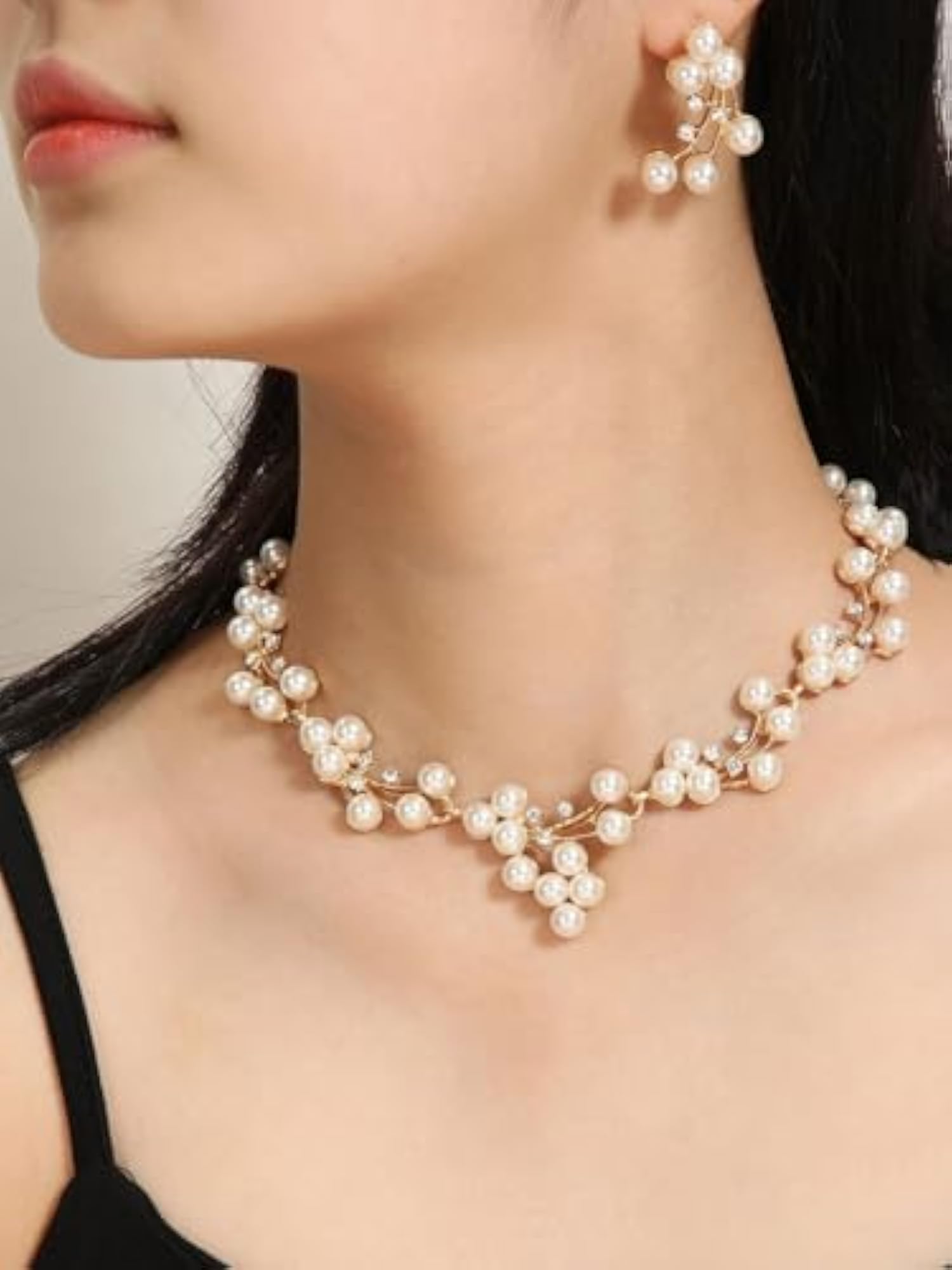 Women's Stylish Design Fancy Pearl Necklace Jewellery Set