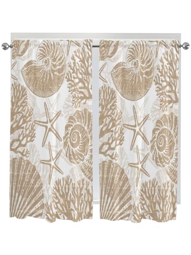 Brilaentre Living Room Curtains 72 Inches Length, Light Brown Coastal