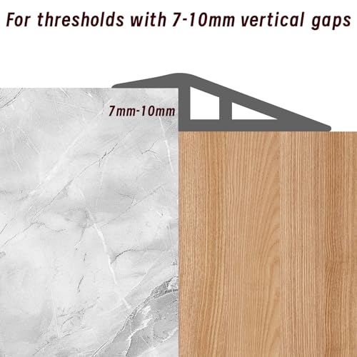 LIHIQIYA PVC Türschwellen Leiste, Übergangsprofil Selbstklebend, Übergangsleiste Boden Höhenausgleich Abdeckleiste für Parkettböden Laminate Schwellen (Grau, 7mm bis 10mm, 1M)
