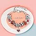 Geettcaifu Red Hearts Silver Plated Charm Bracelet, DIY Jewelry for Women with Beads, Charms, and Adjustable Snake Chain, Fits 7.09