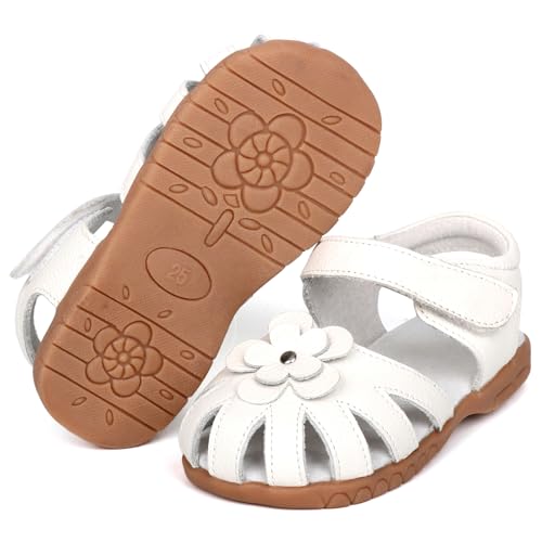 Femizee Girls Genuine Leather Soft Closed Toe Princess Flat Shoes Summer Sandals(Toddler/Little Kid)4