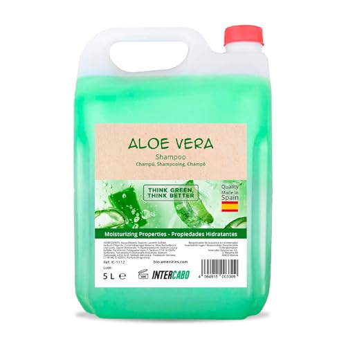 Champú aloe vera 5 litros – garrafa uso profesional para dispensadores – fórmula natural para todo tipo de cabello – hidratación y reparación capilar – hoteles, alojamientos, gimnasios – Intercabo