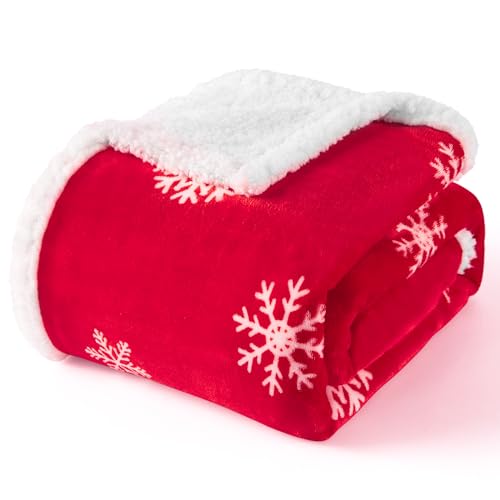 Touchat-Red-Sherpa-Christmas-Throw-Blanket-Fuzzy-Fluffy-Soft-Cozy-Blanket-Fleece-Flannel-Plush-Microfiber-Blanket-for-Couch-Bed-Sofa-50-X-60Red-Snowflake