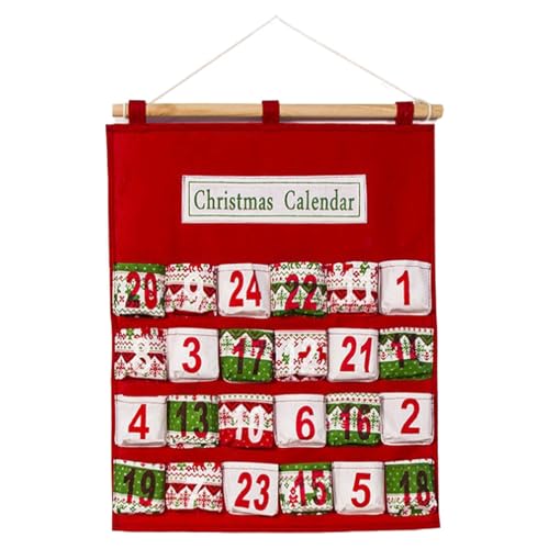 Generic Stoff Adventskalender Weihnachten Rot 24 Taschen