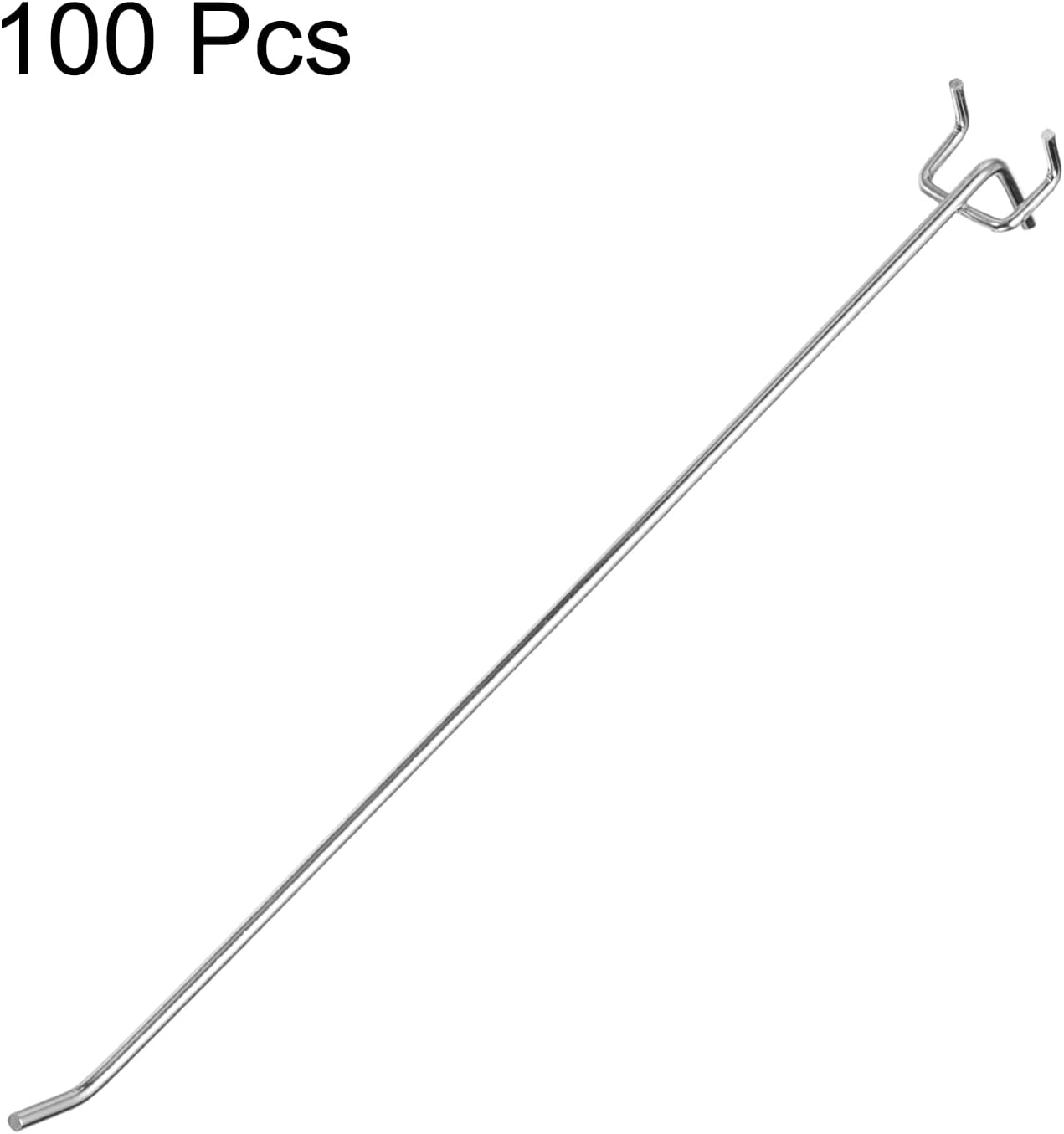 Pack of 100 Perforated Board Hooks 30 cm Stainless Steel Pegboard Display Hooks Wall Brackets Tool Holder for Workbench Garage Kitchen Shop Silver