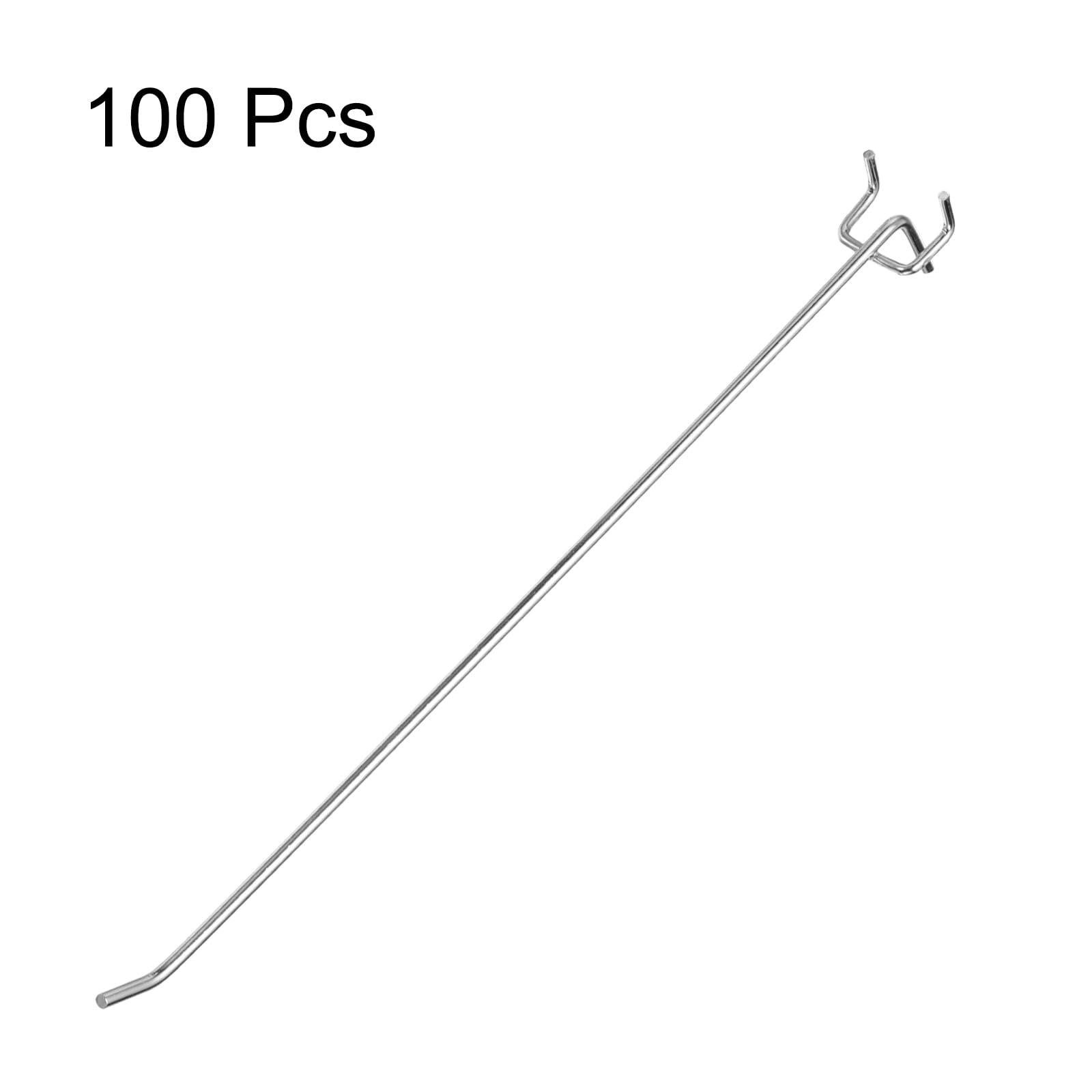QUARKZMAN 100 Piezas Ganchos Para Panel De Perforados 12" Acero Inoxidable Ganchos Para Exhibición Colgantes Organizadores De Pared Para Herramientas En Taller Cocina Tienda Plata