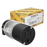 Journeyman-Pro 515CV-LIT Lighted 15 Amp 120-125 Volt, NEMA 5-15R, 2Pole 3Wire, Straight Blade, Female Plug Replacement Cord Connector Outlet, Commercial Grade PVC Power Indicating (BLACK LIT 1-PACK)
