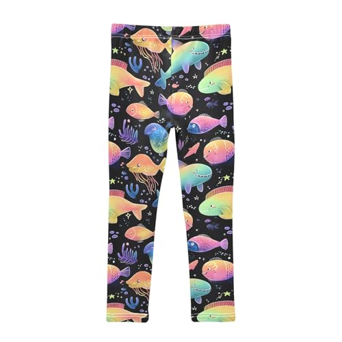 Cute Glowing Fish Girls Leggings Athletic Pants Tights Stretch Bottom2