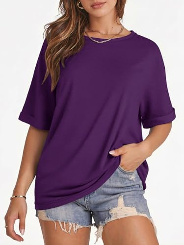Image of ATHMILE Womens Oversized T Shirts Summer Tops Spring Casual Loose Fit Workout Short Sleeve 2026 Beach Vacation
