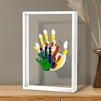 MoFarbe Family Handprint Kit for 4, DIY Craft Keepsake Frame, Hand Print Ornament Kits, Family Gifts for New Parents, Grandparents, New Mom, New Baby, Father's Day, Mother's Day (White)