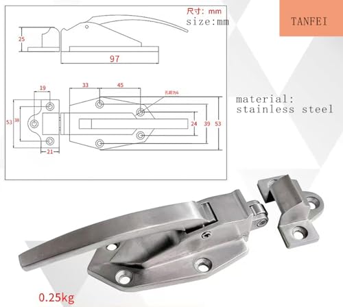 TANFEI Cooler Freezer Door Lock, Oven Refrigerator Freezer Door Flush Mounted Walk in Latch Handle (Stainless Steel)