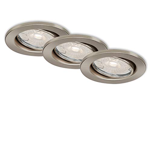 set da 3 lampade a soffitto dimmerabili modulo LED orientabile 3x GU10 5.5 Watt 460 lumen ciascuna Nichel Opaco