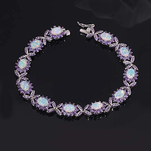 CiNily Fashion Sterling Silver or White Gold Plated Opal Bracelets for Bridal, Wedding, Prom, Party, Pageant, Evening Wear, Party Wear2