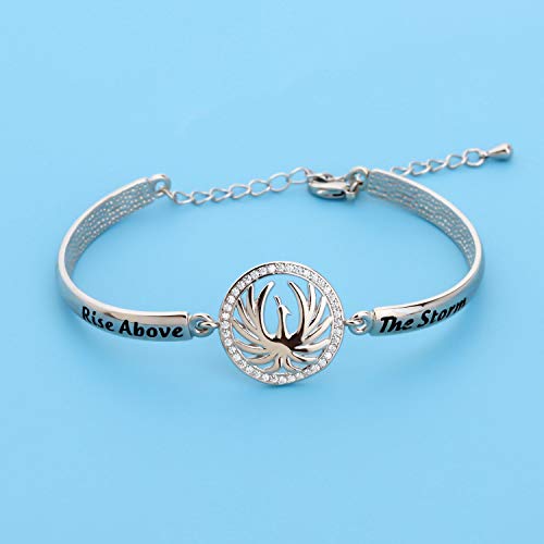 LQRI Phoenix Bracelet Rise Above the Storm Phoenix Charm Bracelet Fire Bird Jewelry Phoenix Rebirth Jewelry Inspirational Gift for Friends Graduates2