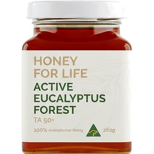 Honey for Life Eukalyptus Honig TA50+ ~ 3x stärker als Manuka Honig 550 MGO (= MGO 1600+) | Westaustralien Rohhonig, Zertifiziert im Glas | Übertrifft Honig Manuka Honig 1000 MGO - 260g