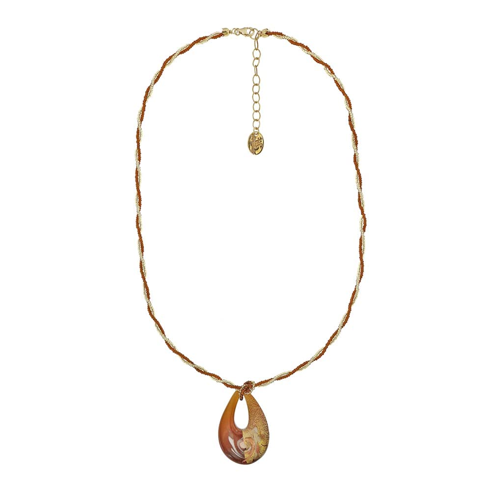Venetiaurum - Collana per Donna con goccia in Vetro Originale di Murano e Argento 925 - Gioiello made in Italy certificato