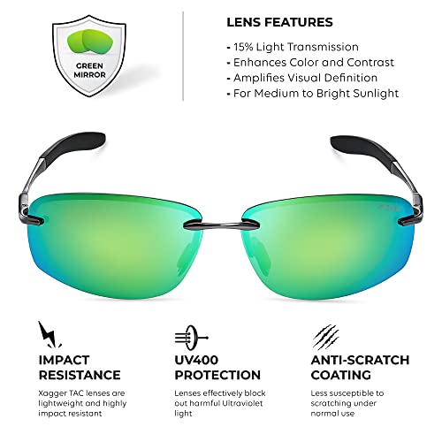 Xagger Polarized Driving Sunglasses For Men Rimless Metal Frame Anti-Glare Uv400 Protection Fishing Golf Sun Glasses #TOP2