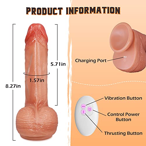 Luzine Thrusting Dildo Vibrator For Women, 3 In 1 Realistic Vibrating Dildos With 3 Thrusting & 6 Vibrating Modes, App & Remote Control Adult Sex Toys For Sex Pleasure , Flesh #TOP4