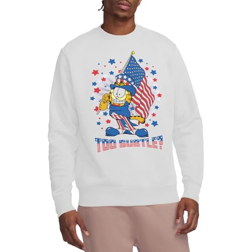 Sweat Garfield subtil blanc XL aux finitions soignées pour adulte