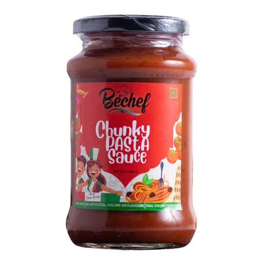 Chunky Tomato Pasta Sauce : Original Recipe : 100% Vegan and Natural Ingredients : Use with Penne, Spaghetti, Fusilli, Macaroni, Hakka Noodles, Rice Noodles or whole wheat pasta :: 400 G