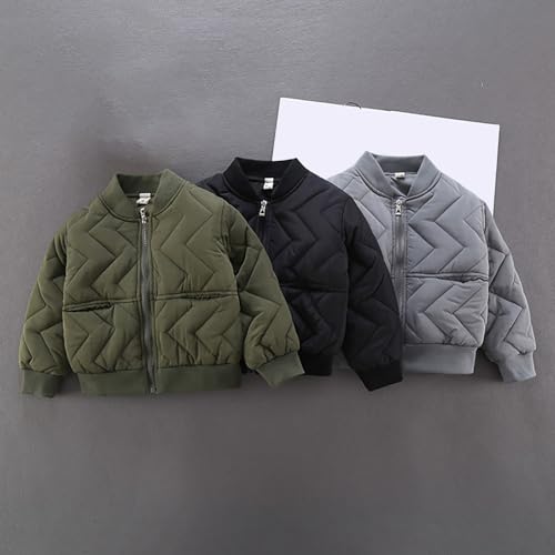 Boys' Stand Up Collar Irregular Stripe Print Solid Color Long Sleeve Zipper Cotton Jacket With Heritage Nylon3