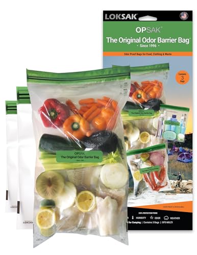 LOKSAK - OPSAK Odorproof Dry Bags for Backpacking Hiking and Storage- Resealable Reusable and Recyclable Storage Bags (Assorted Sizes 3-Pack)