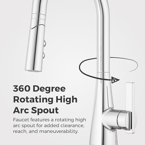 Pfister Exemplar Kitchen Faucet with Pull Down Sprayer, Single Handle, High Arc, Polished Chrome Finish, F529-7EPC by Pfister - Used condition - Image 8