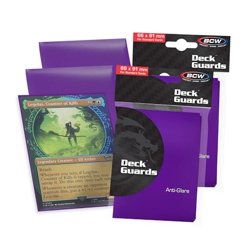 BCW Deck Guard - Double Matte Purple Card Sleeves | Acid-Free, Archival-Safe, No PVC | Anti-Glare Matte Finish | Fits Standard 2½