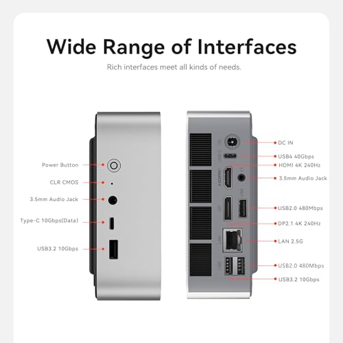 Image of Beelink SER9 Mini PC, AMD Ryzen R7 H 255 (8C /16T, Up to 4.9GHz) Mini Desktop Computer 32GB LPDDR5X RAM 1TB M.2 PCle 4.0 SSD, USB4.0 / Triple Display / WiFi6 / BT5.2 /2.5G LAN Mini Computer