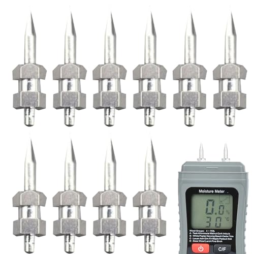 Pines para analizador de humedad, sonda de prueba de humedad,Probador de pines de repuesto 10X probado | Suministros de prueba de contenido de agua, accesorios para medidores de humedad de rosca para