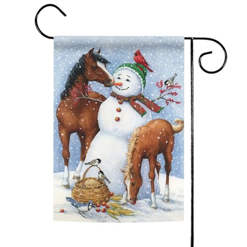 Toland Home Garden 12x18 Inch Double Sided Garden Flag Winter Flag, Snowman Pasture Winter Garden Flag House Flag For Outdoor Yard Decoration