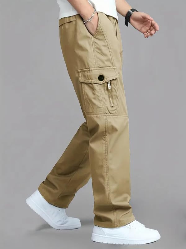 Image of DEELMO Men's Stylish Multi-Pocket Cargo Pants || Casual Fit Trousers || Stylish Cargo Trousers for Men || Men's Pants (MD506 01 04)