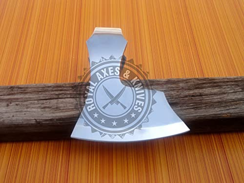 Medieval Huntsman White Custom Hand Made HIGH Carbon Steel Tomahawk Viking Axe Head with Leather Sheath