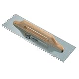 PRODUCIDO EN ITALIA AUSONIA - 42087 LLANA PARA COLA CON HOJA DE ACERO DE 48 X 14 CON DENTADO DE 12 X 12 FIJADA CON REMACHES AL MANGO DE MADERA