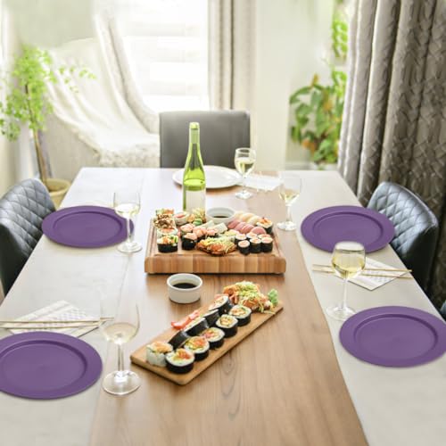 Berglander Kunststoff teller-Set mit 8 Stück 25cm, lila Mehrwegige flache Speiseteller, Salatteller, Nudelschalen, Geschirrset leicht zu tragen für Zuhause, Garten, Picknick, Camping, im Freien