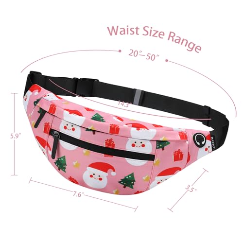 Image of MAXTOP Large Fanny Pack with 4-Zipper Pockets, Christmas Gifts for Enjoy Festival Sports Workout Traveling Running Casual Hands-Free Waist Pack Crossbody Phone Bag Carrying All Phones (Santa Claus,)